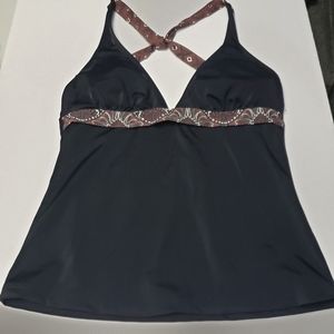 Athleta Bikini Halter Top Size Small Black Brown